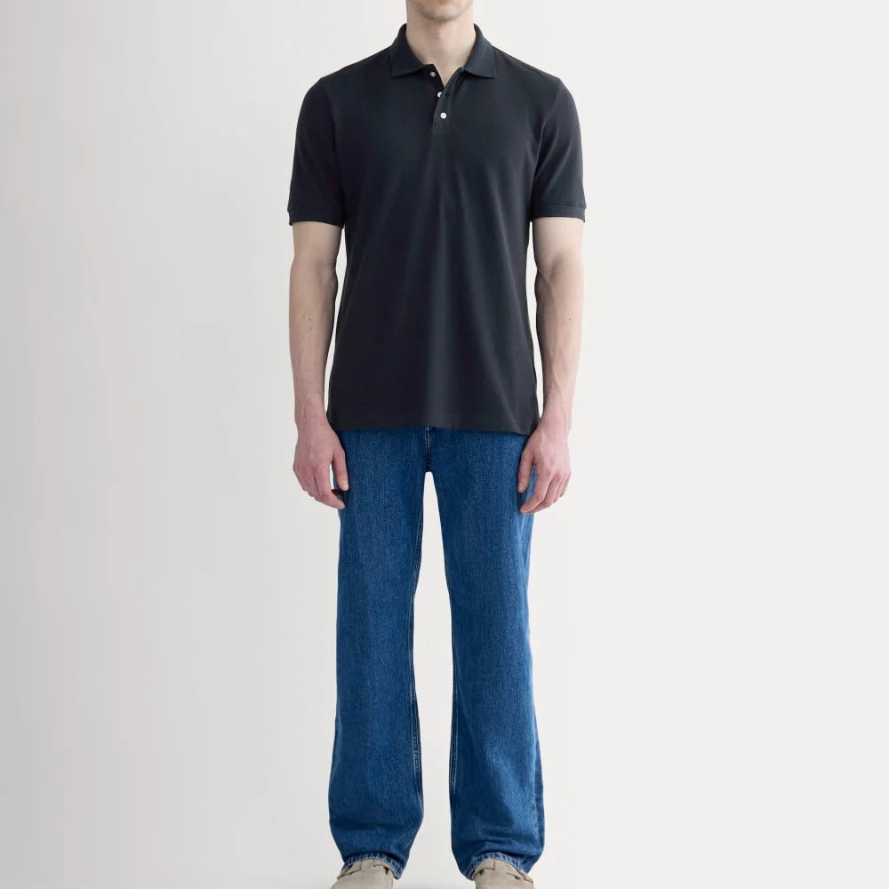 Men's Classic Black Short-Sleeve Cotton Polo Shirt