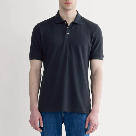 Men's Classic Black Short-Sleeve Cotton Polo Shirt